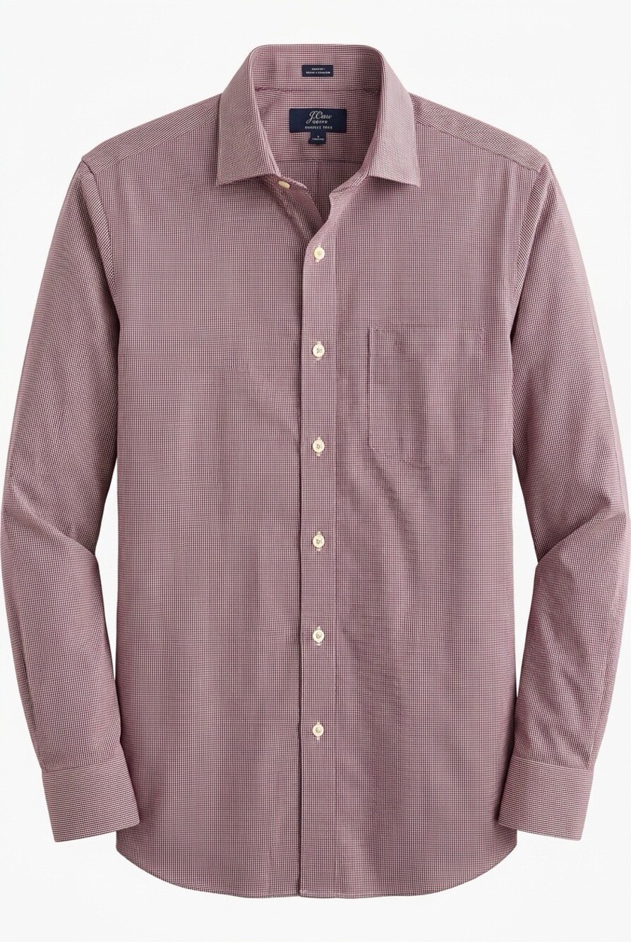 J.Crew Men's Large Burgundy Cotton Long Sleeve Shirt Button Front, 80’s 2-ply, S